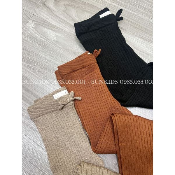 Quần legging len tăm bé gái gập gấu
