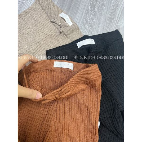 Quần legging len tăm bé gái gập gấu