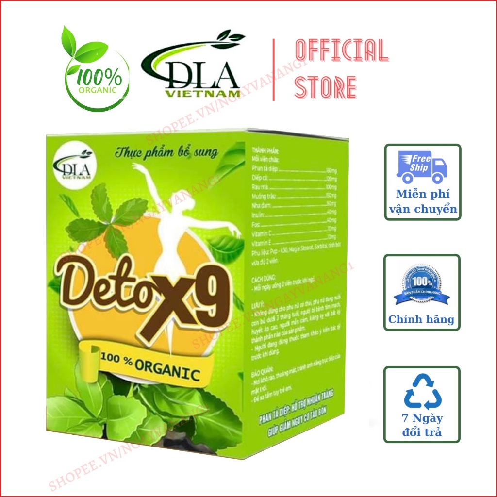 Viên giảm mỡ giảm cân Detox9 Detox Tea X9 - mẫu mới 55v
