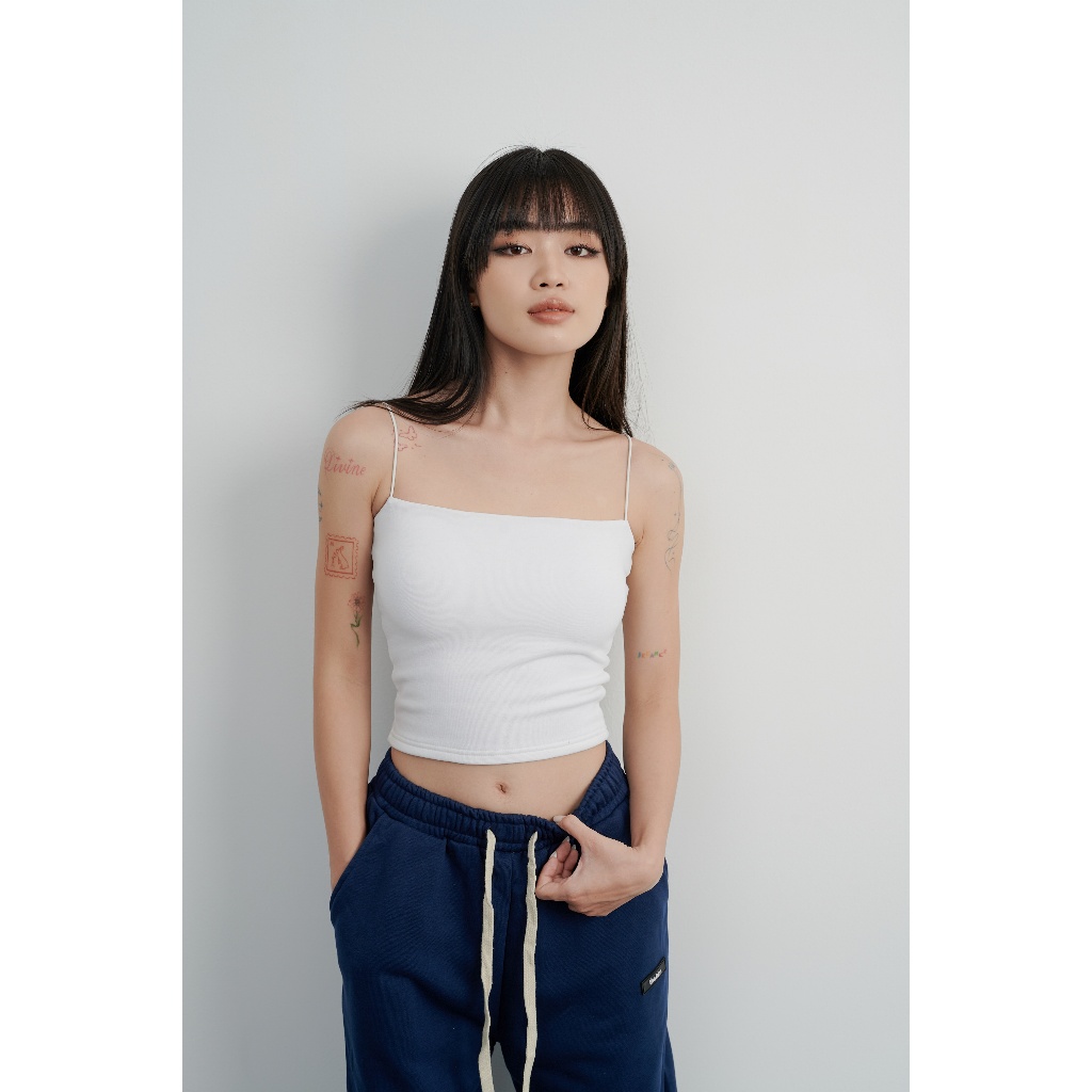 Áo croptop nữ 2 dây có mút ngực cao cấp THE KIM , áo hai dây sợi bún 100% cotton A107