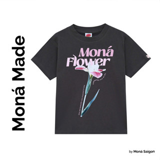 Áo phông baby tee in hoa MONÁ - FLEUR XÁM CHÌ