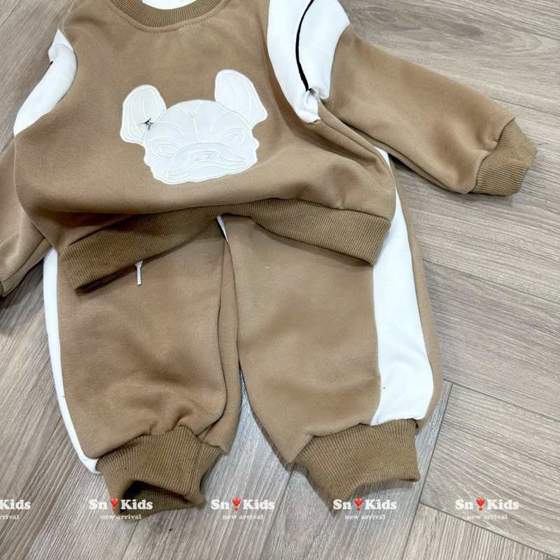 Bộ quần áo thu đông vải nỉ ép hai da cho bé trai,bé gái