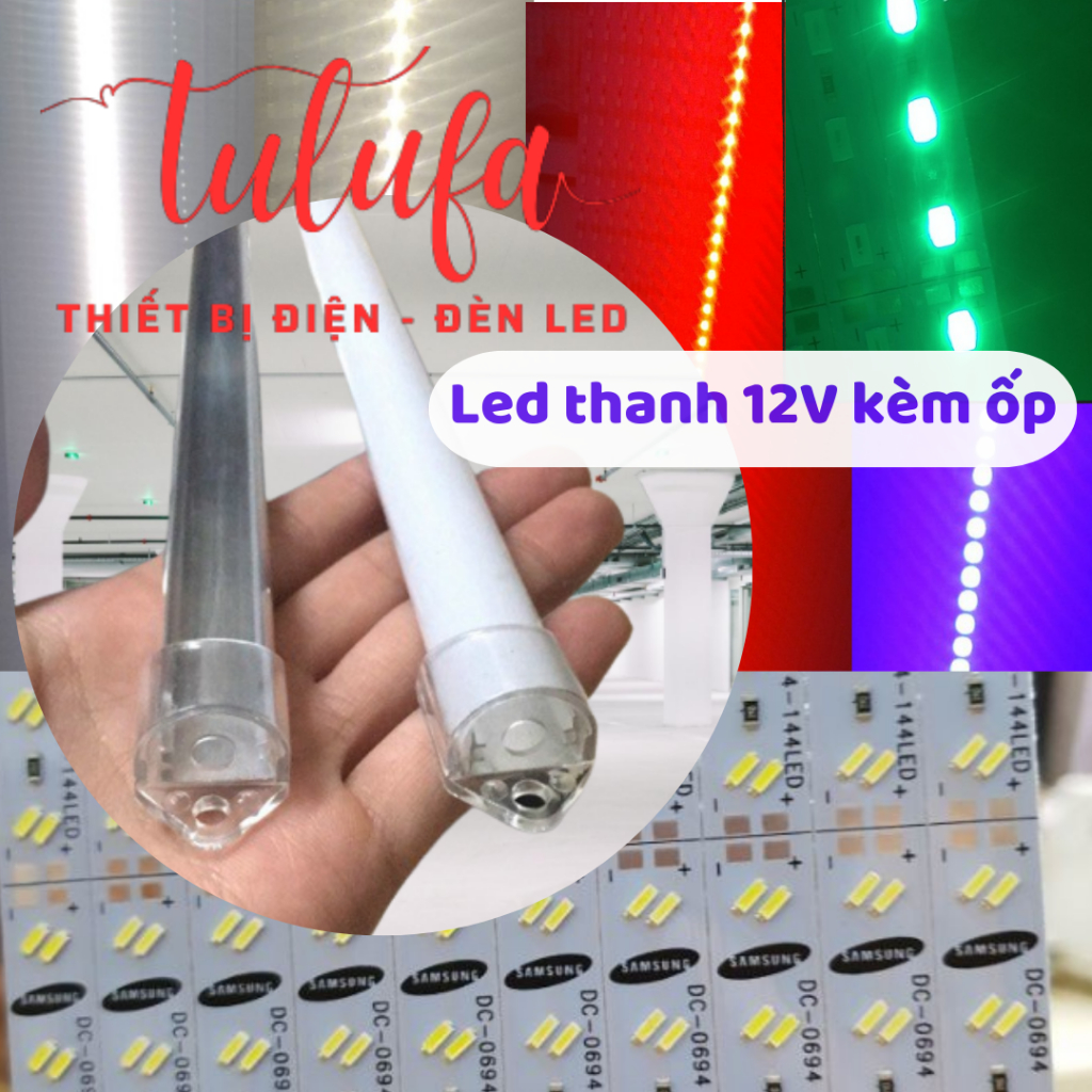 Led thanh 5730 4014 5054 mắt led kép dùng điện 12v kèm ốp + nhôm tản nhiệt