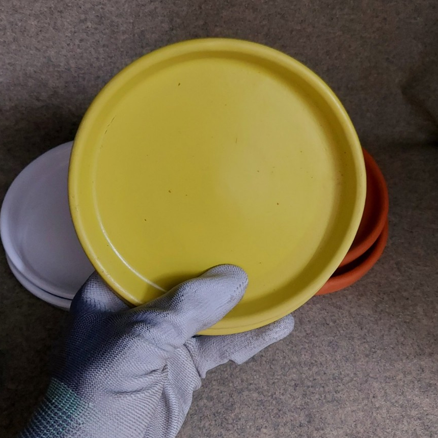 Đĩa lót chậu đất nung sơn màu Bông Garden lót chậu cây cảnh để bàn Miệng 14cm và 16cm