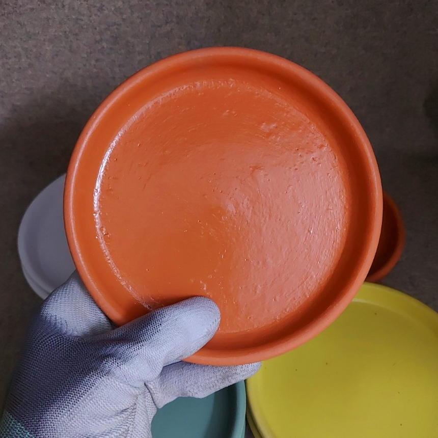 Đĩa lót chậu đất nung sơn màu Bông Garden lót chậu cây cảnh để bàn Miệng 14cm và 16cm
