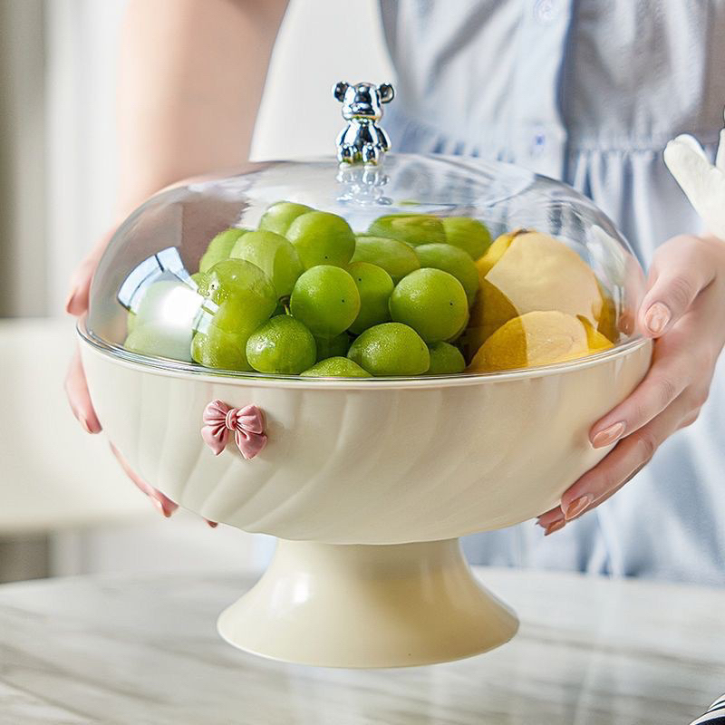 Khay đựng hoa quả trái cây đĩa đựng hoa quả bánh kẹo nhựa có đáy thoát nước cao cấp