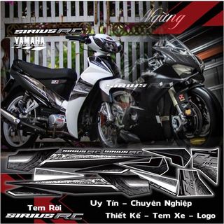 tem xe sirius mẫu tem rc 2023 mới dán xe dàn áo đen trắng đẹp