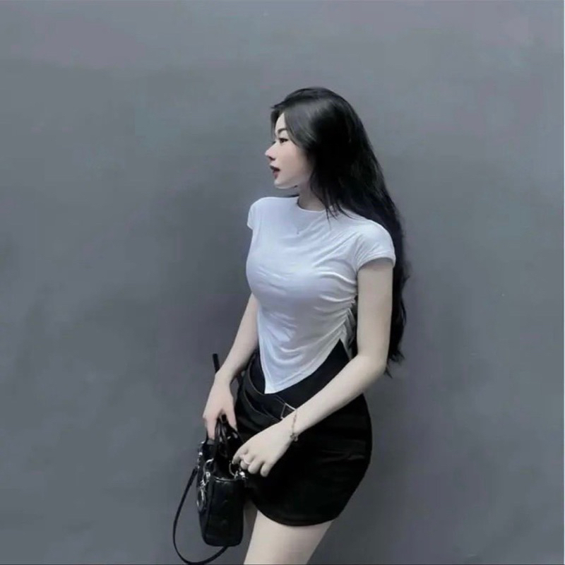 Set áo crotop + chân váy + belt