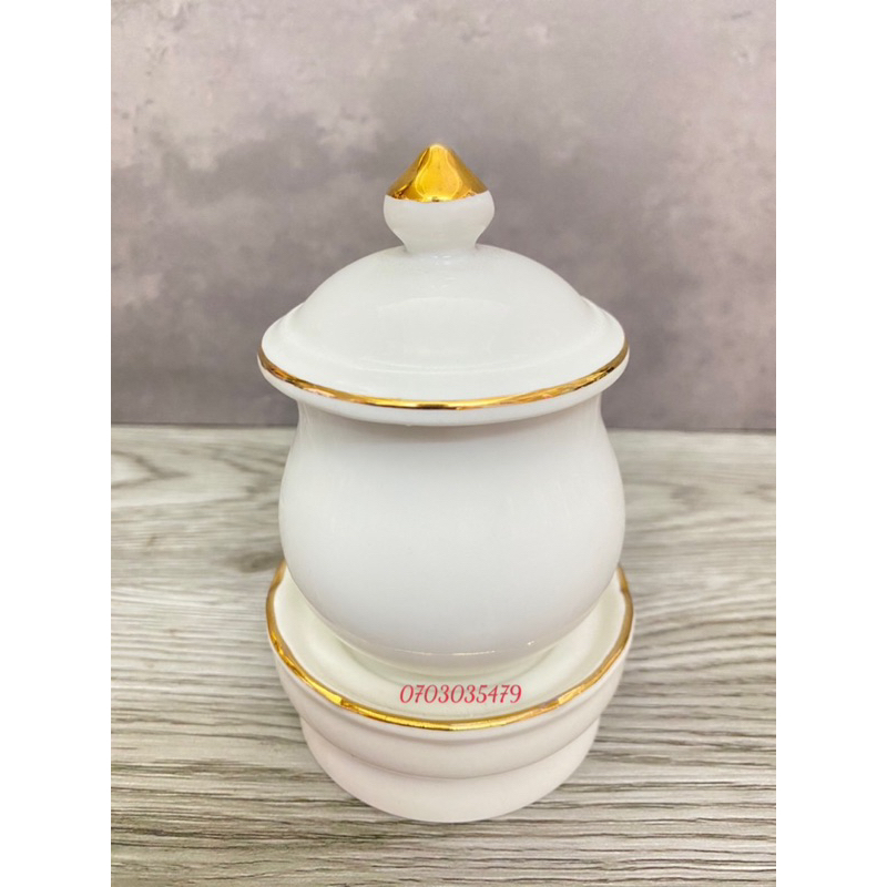 Chung bi đựng muối trà gạo có đế cao 12cm