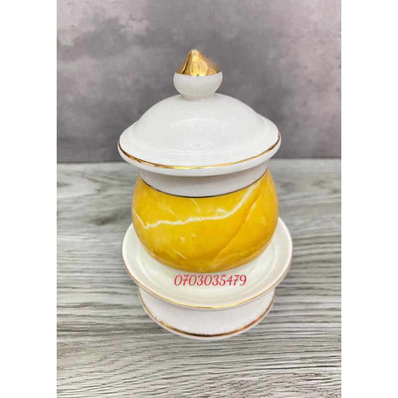 Chung bi đựng muối trà gạo có đế cao 12cm