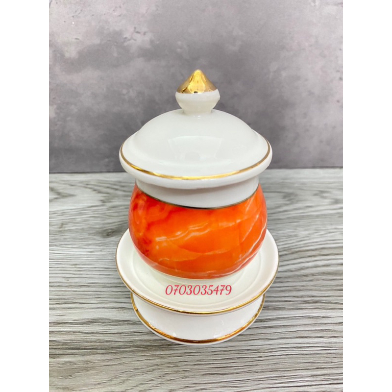 Chung bi đựng muối trà gạo có đế cao 12cm