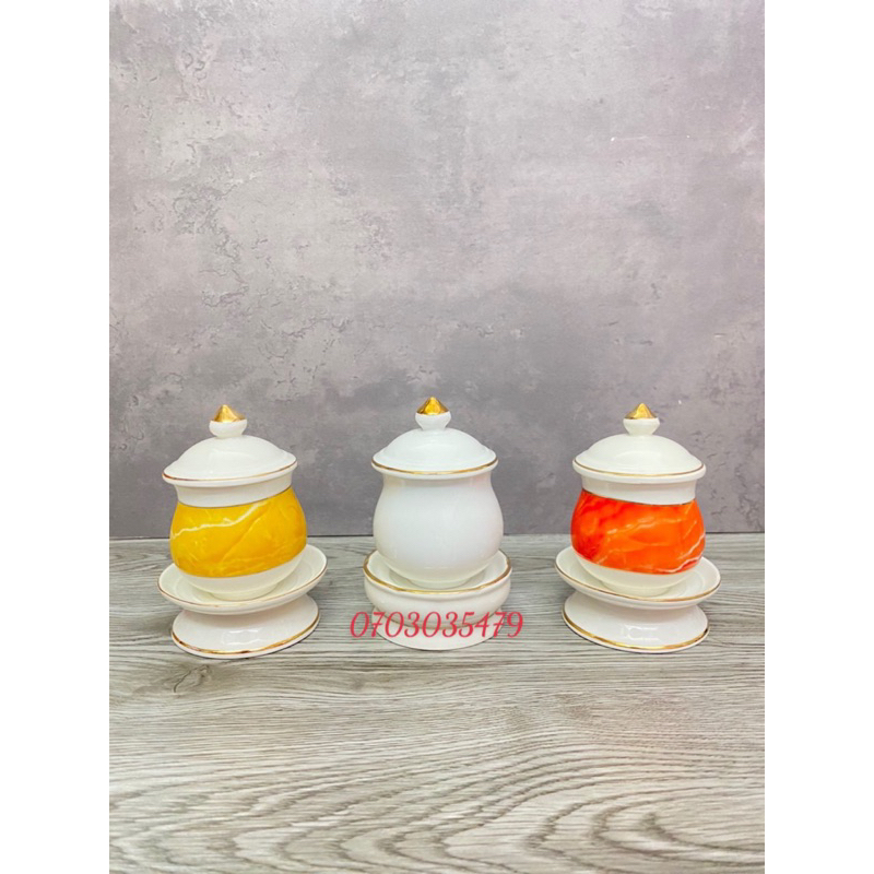 Chung bi đựng muối trà gạo có đế cao 12cm