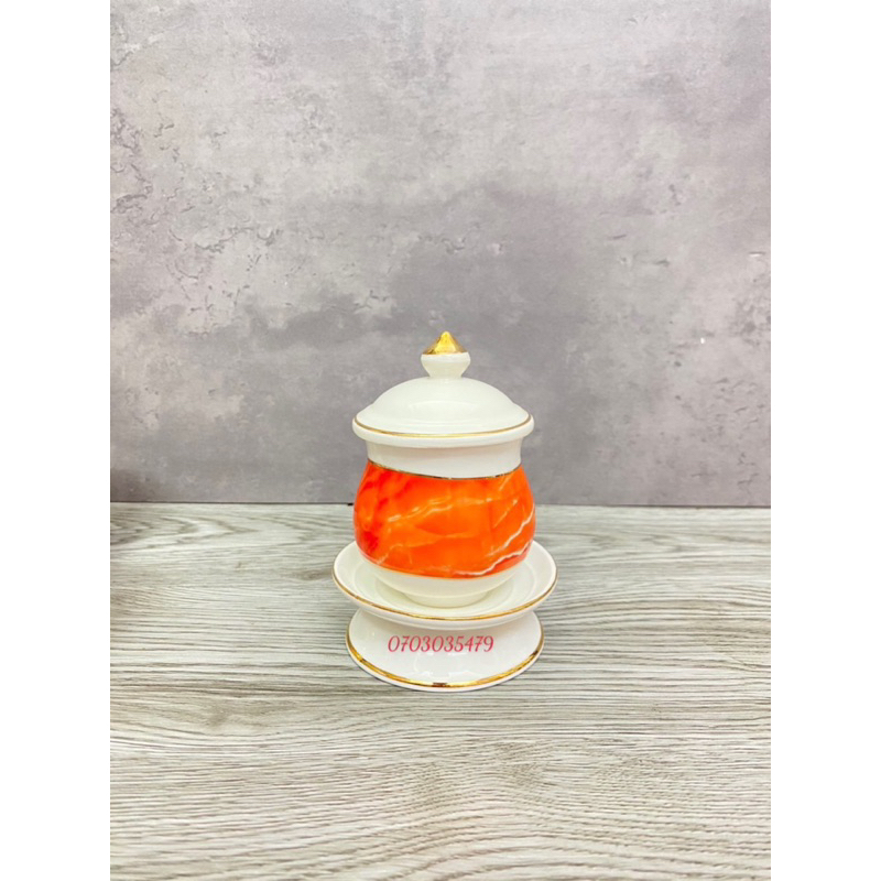 Chung bi đựng muối trà gạo có đế cao 12cm