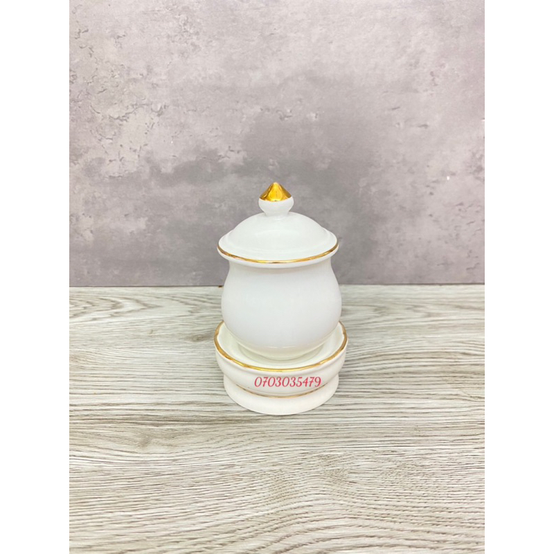 Chung bi đựng muối trà gạo có đế cao 12cm