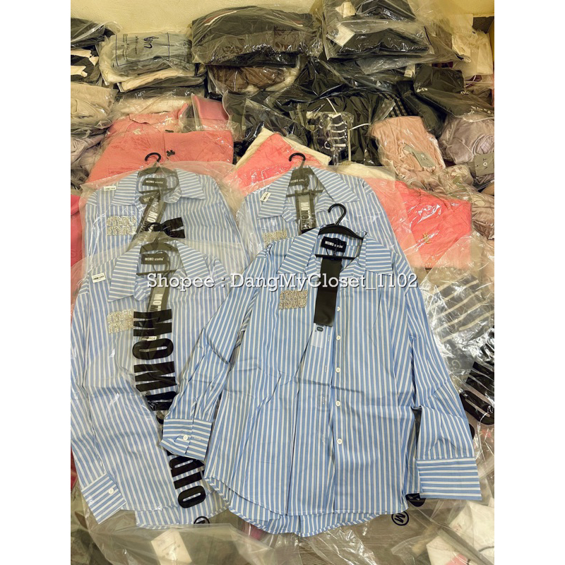 Áo sơmi miuumiu đá kẻ xanh hàng qcl1