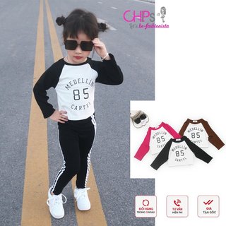 Áo Dáp Lăng Dài Tay Dáng Croptop In Số Có Ba Màu Cho Bé Gái