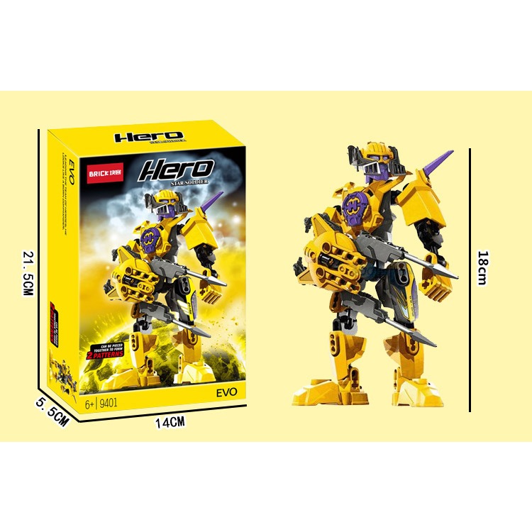 Lắp ráp Decool Chiến binh Hero Factory 2.0 combo Evo + Furno