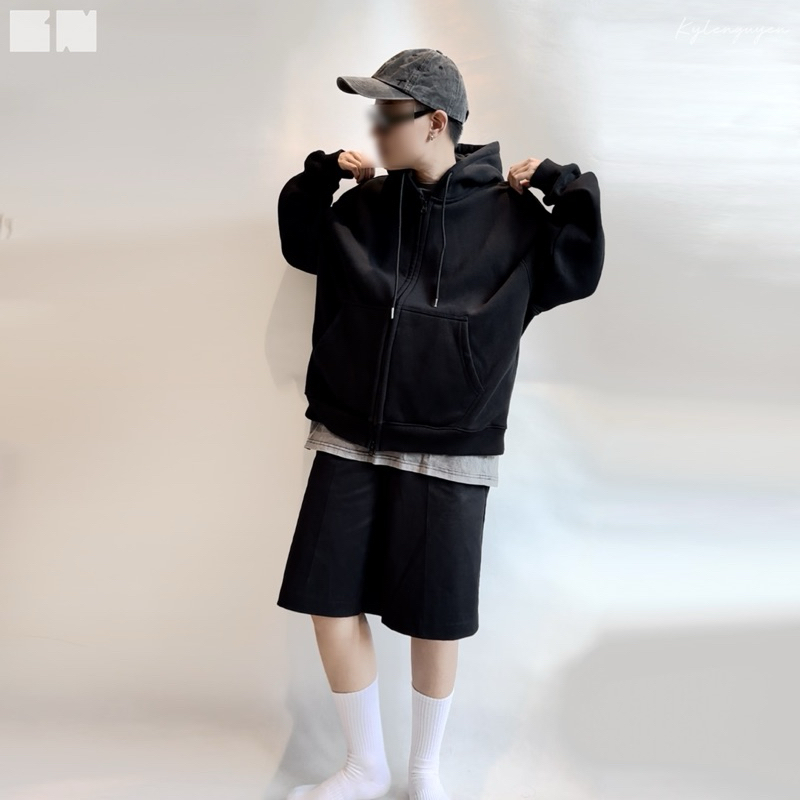 Áo hoddie zip form boxy_chất nỉ cotton siêu dày dặn_Hoddie Zip’s KN