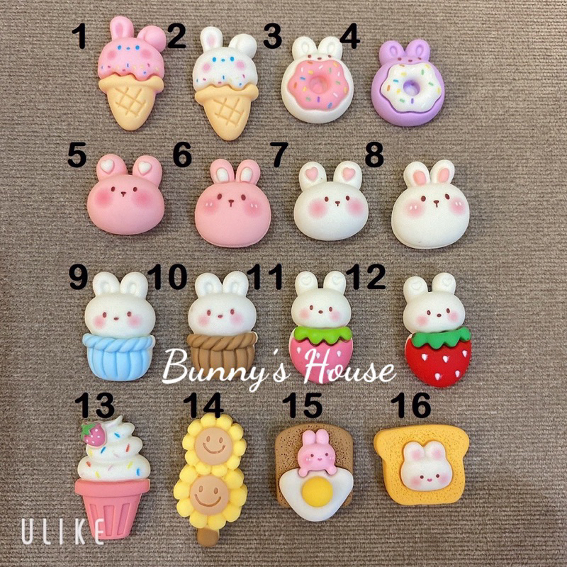 STICKER/JIBITZ/ CHARM THỎ CUTE TRANG TRÍ DÉP SỤC