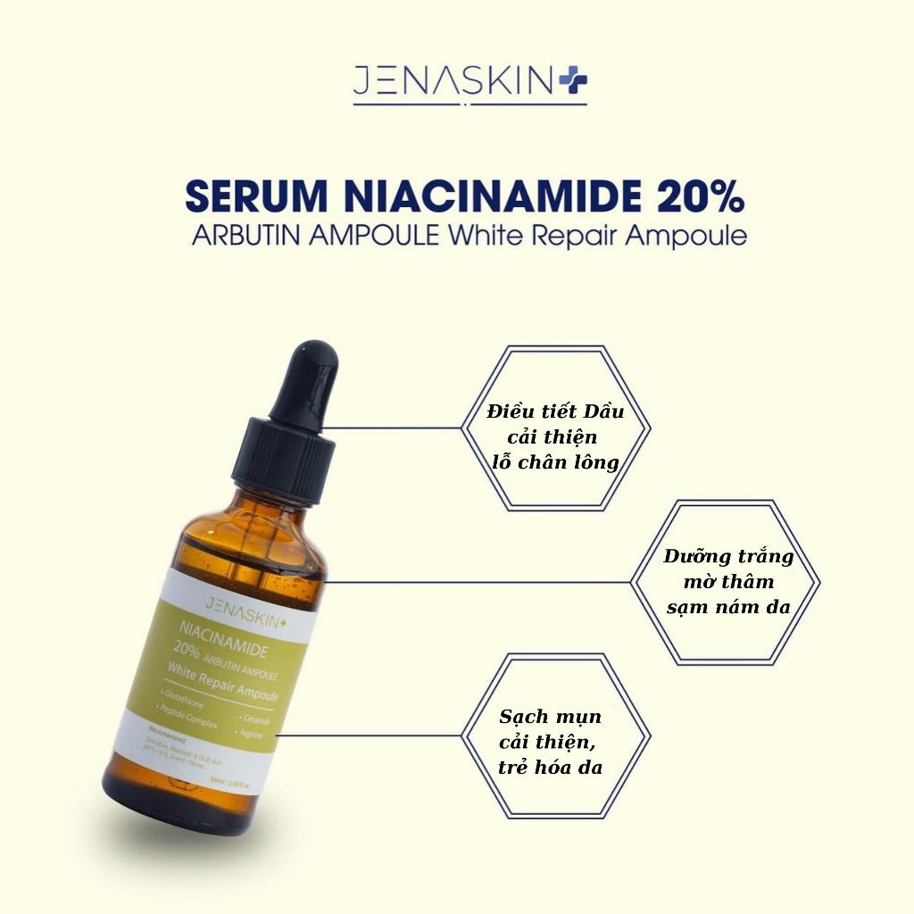 Tinh Chất Dưỡng Trắng Jenaskin Niacinamide 20%,Serum Niacinamide 20% JENASKIN Arbutin Ampoule 50ml giảm thâm sạm nám da