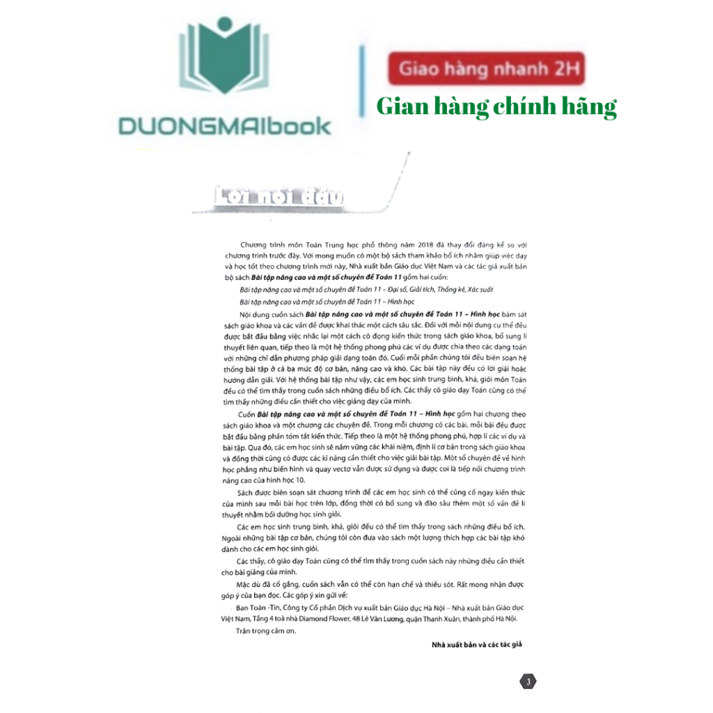 Sách - Bài tập nâng cao và một số chuyên đề Toán 11 - Hình học - Trần Văn Tấn