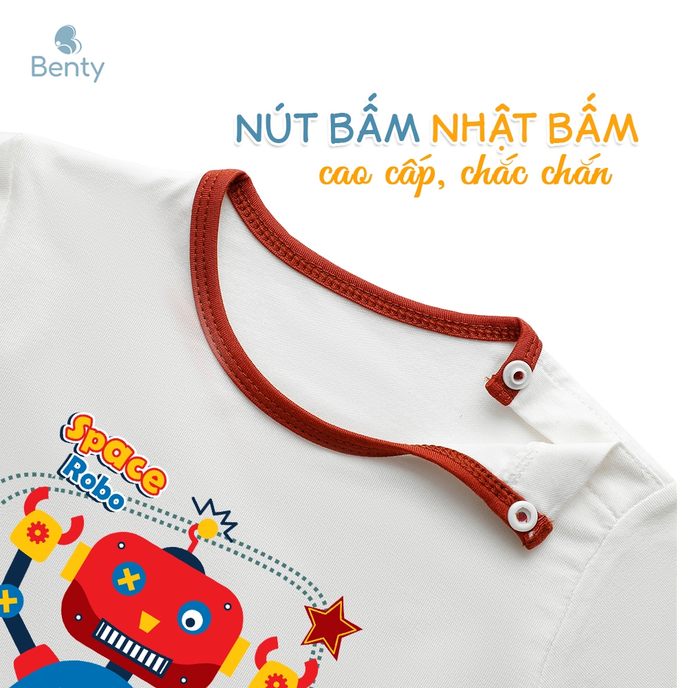 Bộ cộc tay cài vai Robot BENTY BT048 cotton mềm mịn mát, đồ bộ dễ thương cho bé trai, bé gái