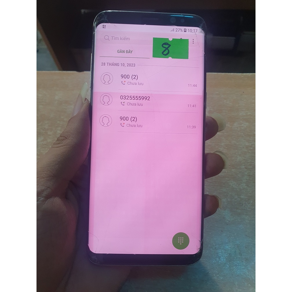 Màn Samsung S8 nhỏ liền khung vỡ, sọc, đốm, cảm ứng ok để test máy