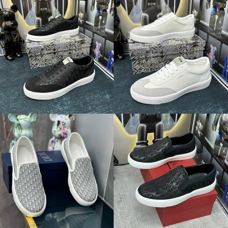 Giày slipon Dior bò trắng xanh dành cho nam - giầy buộc dây D.O phong các trẻ trung năng đông