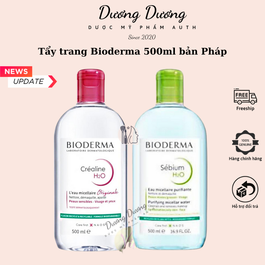 Tẩy trang Bioderma 500ml bản Pháp