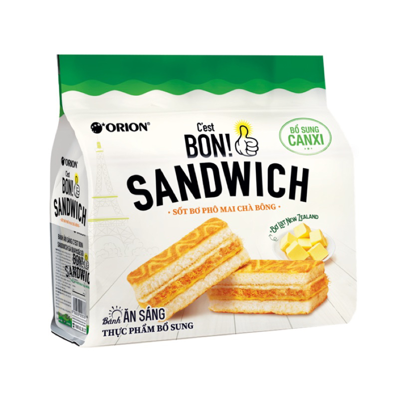 BÁNH C’EST BON SANDWICH SỐT BƠ PHÔ MAI CHÀ BÔNG 147G/ BÁNH CEST BON ORION