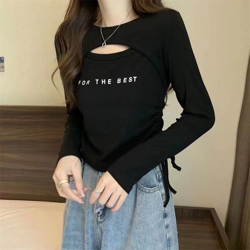 Áo thun nữ rút dây 2 bên cổ tròn,áo kiểu nữ khoét ngực FOR THE BEST cá tính trẻ trung A900 SUTANO