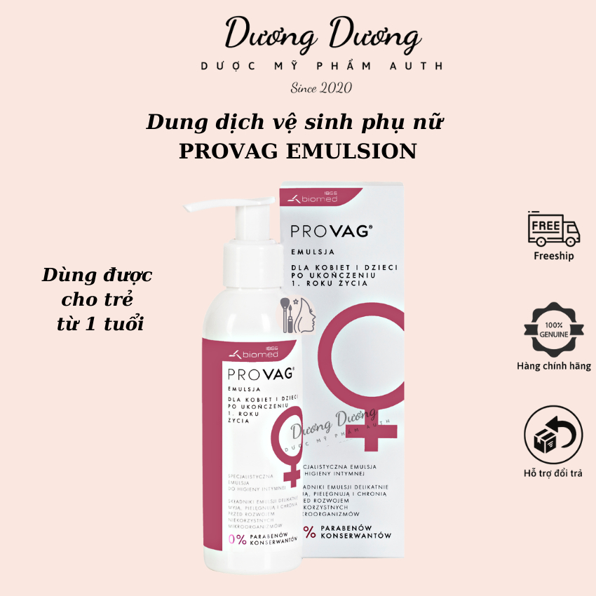 Dung dịch vệ sinh chống viêm phụ khoa Provag Emulsion 150ml có tem phụ