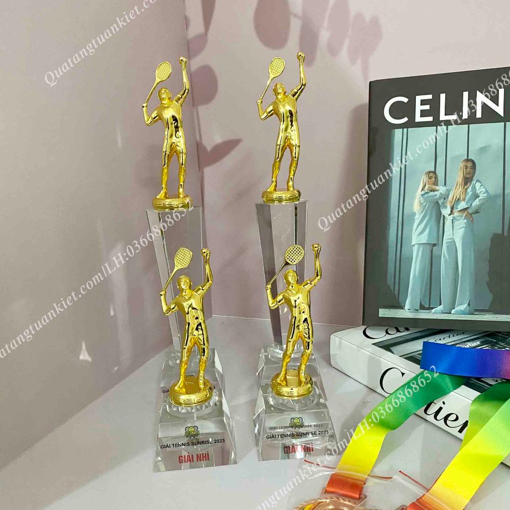 Cúp Pha Lê Tennis Kim Loại Mạ Vàng