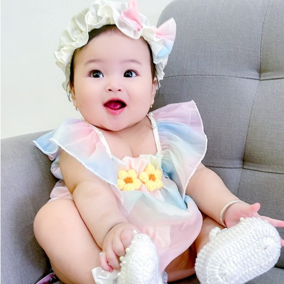 Bodysuit áo liền thân RIOKIDS, quần áo cho bé gái sơ sinh đi chơi, thôi nôi, đầy tháng BD145
