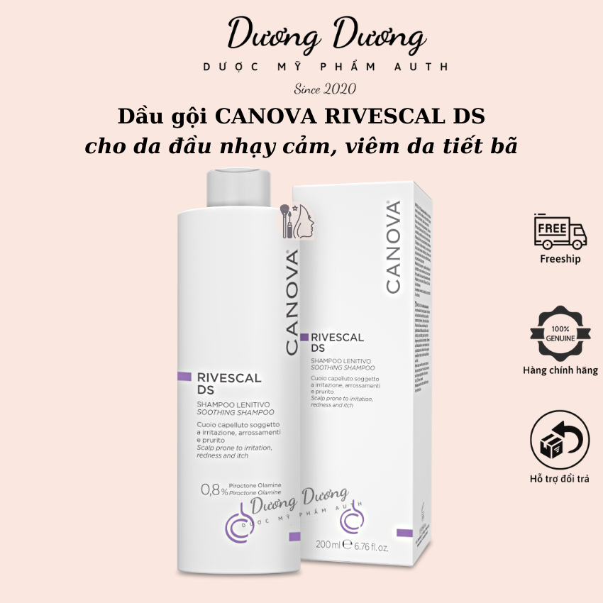 Dầu gội CANOVA RIVESCAL DS giảm nấm dịu nhẹ cho da kích ứng, da gàu 200ml có tem phụ