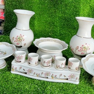 Bộ thờ cúng sứ trắng hoa sen cao cấp 2060