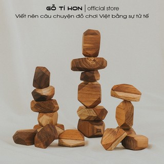 Đá Gỗ Teak (Giá Tỵ), Đồ Chơi Gỗ Cân Bằng Tumi-Ishi, Đồ Chơi Montessori, Rèn Luyện Vận Động Khéo Léo, Đồ Chơi Giáo Dục