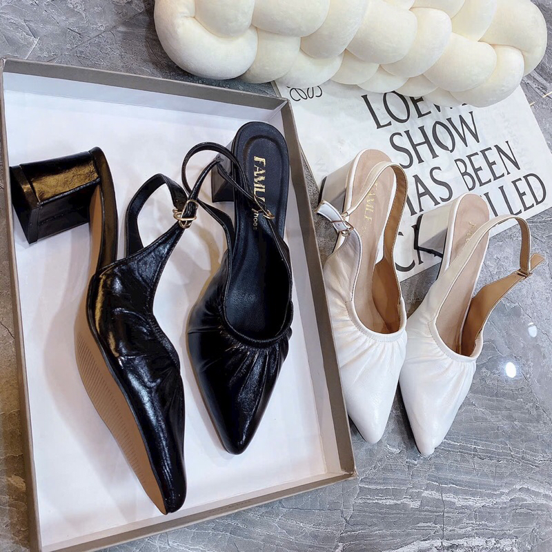 Giày cao gót mũi vuông nhọn cao 5p