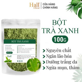 Bột trà xanh nguyên chất sạch mịn HALI đắp mặt nạ tẩy da chết Body, tắm trắng da, dưỡng ẩm, mờ thâm - 100g