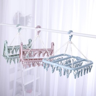 Móc chùm nhựa, móc quần áo 32 kẹp phơi đồ cho bé