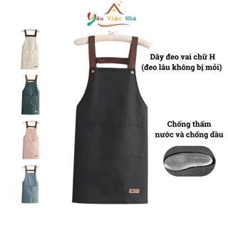 Tạp Dề Chống Thấm Nước Và Chống Thấm Dầu Dành Cho Nam Nữ Có Túi Lớn, Tạp Dề Nấu Ăn Nhà Bếp Màu Trơn Đơn Giản