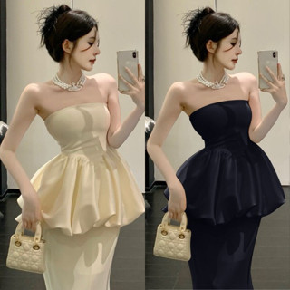 Set Áo Quây Trễ Vai Kèm Chân Váy Đuôi Cá VEROMODA,Set Áo Ống Chân Váy 2 Màu Đen Trắng Chất Vải Tafta 16