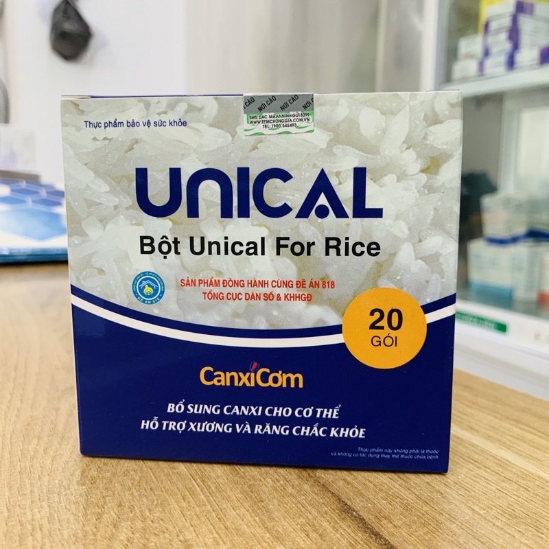 Unical Canxi Cơm Nhật Bản - Canxi Hữu Cơ Cho Người Già Bà bầu và Trẻ Em -Hộp 20 gói