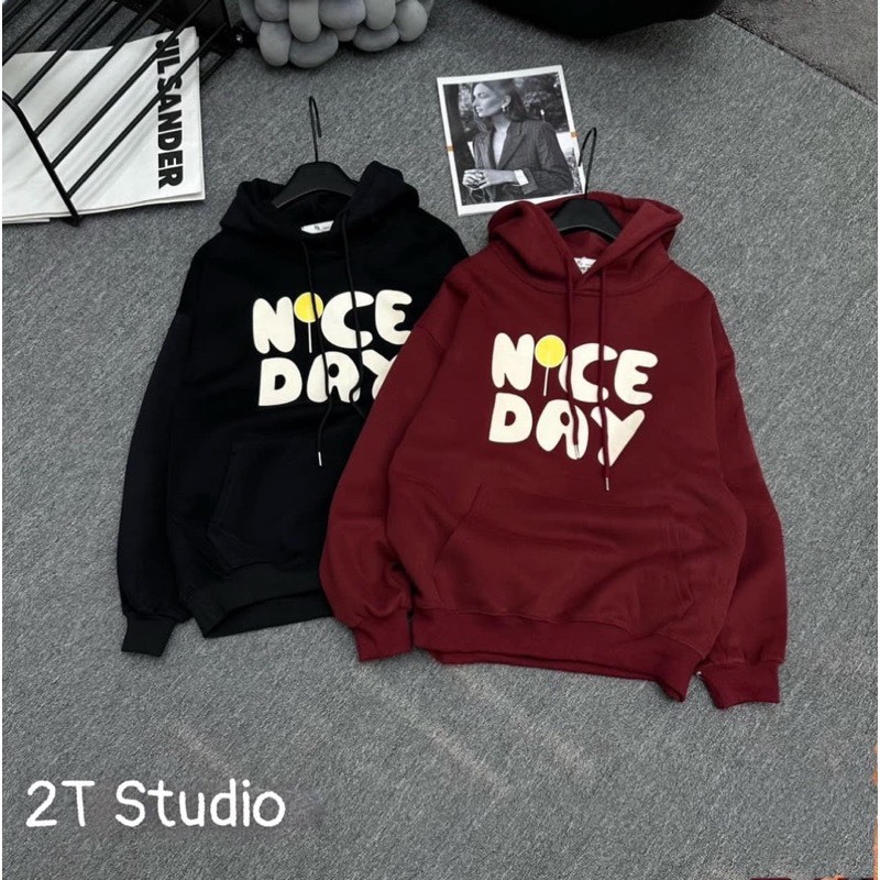Áo Hoodie Nam Nữ , Áo Hoodie UNISEX In Chữ NICE DAY Form Rộng N20