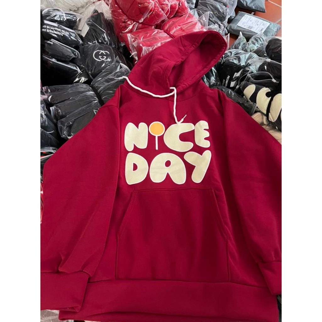 Áo Hoodie Nam Nữ , Áo Hoodie UNISEX In Chữ NICE DAY Form Rộng N20