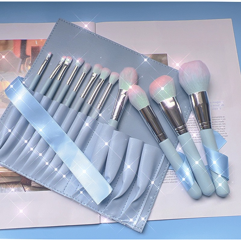 Bộ Cọ Trang Điểm Cá Nhân GUVIET Cọ Che Khuyết Điểm Set Cọ 12 Cây Lông Mền Mịn Có Bao Da