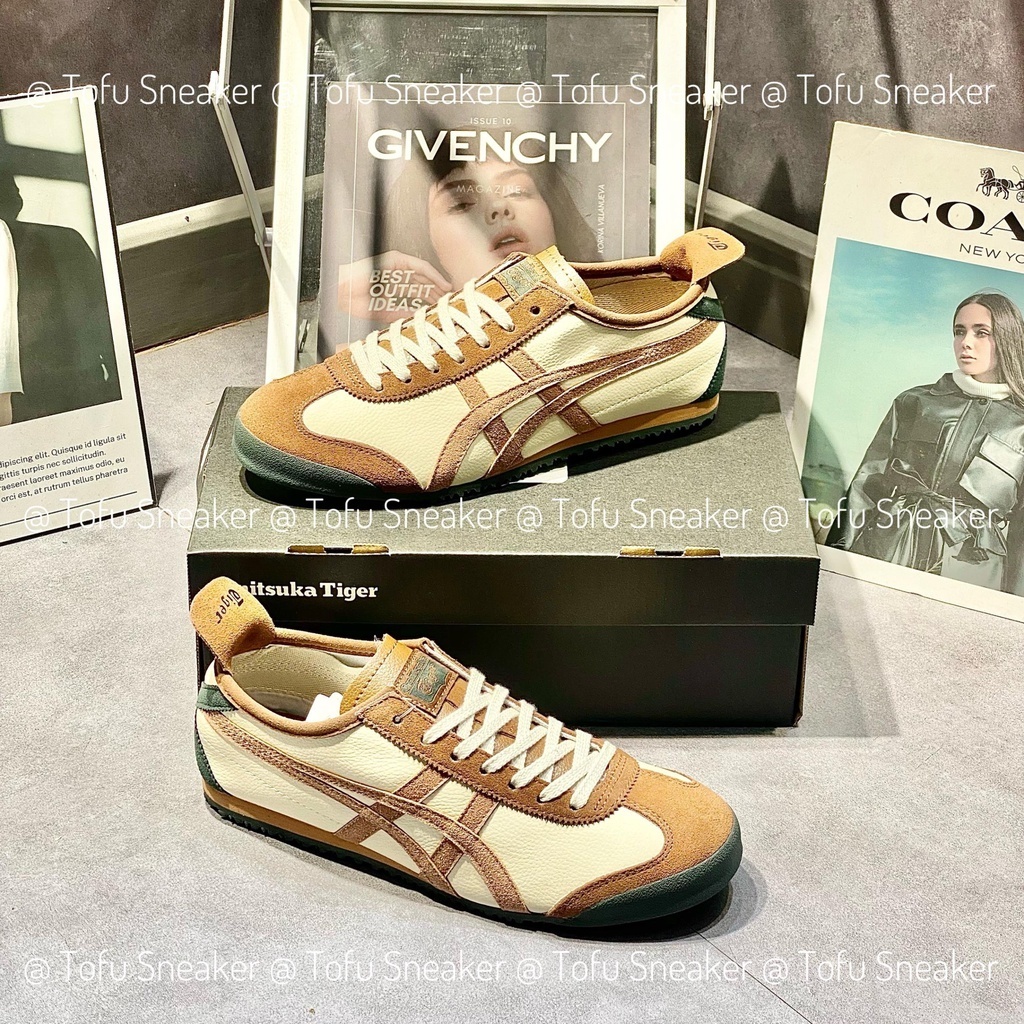 Giày Thể Thao Men's Onitsuka Tiger Mexico 66 Cream/Licorice Brown 1183A201-117 Size 8.5,Giày Tiger cam nâu.
