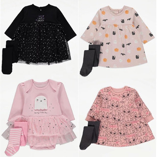Sét váy cotton dài tay kèm quần tất cho bé gái Geo uk chuẩn auth