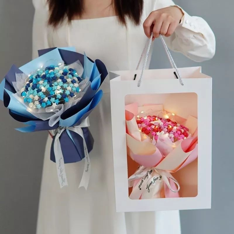 Túi giấy mặt kính đựng hoa,quà,túi giấy kraff