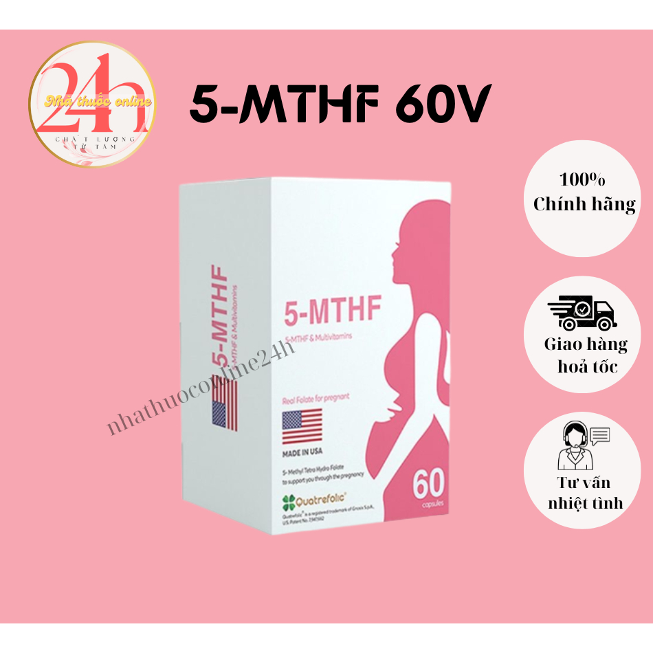 Viên Uống 5-MTHF 60 viên, Bổ Sung Acid Folic 5mthf, Ngừa Dị Tật Thai Thi, Tăng Thụ Thai, Giảm Nguy Cơ Sảy Thai